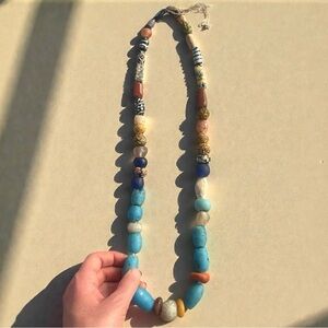 Vintage African Trade Bead Necklace – Mixed Glass & Stone Beads – Ghana Mali 28"
